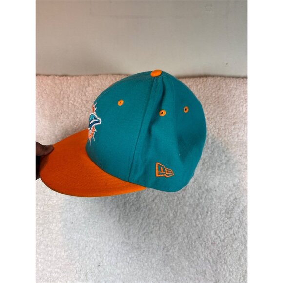 New Era Miami Dolphins 59FIFTY Fitted Cap Size 7 3/8 Teal & Orange Polyester - Picture 3 of 8